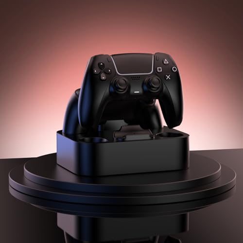 NEWDERY for PS5 Controller Charger Station Compatible with Dualsense Edge | Fast Charging Dock with Led Indicators, Dual Charging Stand for PlayStation 5 & DualSense Edge Controller - color: Black