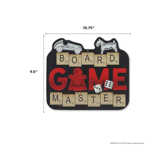 Hasbro Board Game Master Metal Sign | Fun Game Room Wall Decor Featuring Scrabble, Monopoly and Candy Land - color: Black