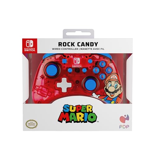 PDP Gaming Rock Candy Wired Power Nintendo Switch Pro Controller, Officially Licensed Lite/OLED Compatible Gamepad, Super Mario (Red) - color: Mario Punch