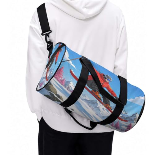 17 Inch Snowboard Graphic Sports Backpack Full Print Mountain Landscape Outdoor Gym Bag with Shoe Compartment (06)