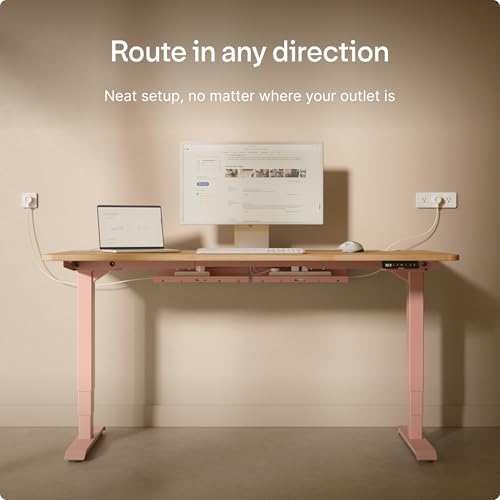 Desktronic Cable Duct Desk Pink Set of 2 - Stainless Steel Cable Management Desk Cable Duct with 5 Cable Cut-Outs - Easy to Install Cable Organiser - Cable Holder - color: Pink