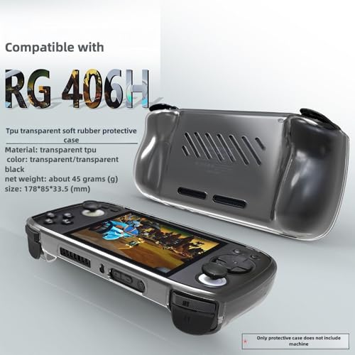 Walieoka Protective Case Compatible with RG406H Retro Handheld Game Console,TPU Protective Cover Game Console with Ergonomic Grip - Anti-Collision and Non-Slip (Transparent) - color: Transparent