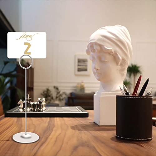 Urban Deco 16 Pieces Table Card Holder 8 inches Table Number Holders Place Steel Card Holders for Photos, Food Signs, Memo Notes, Weddings, Restaurants, Birthdays(Matte Silver) - color: Matte Silver