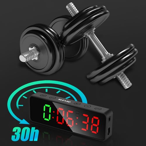 Small Gym Timer Clock Stopwatch Magnetic Workout Interval Timer, Large LED Digital Display, Home Accessories Countdown Clock for Home Gym Garage Schools (Matte Black) - color: Matte Black