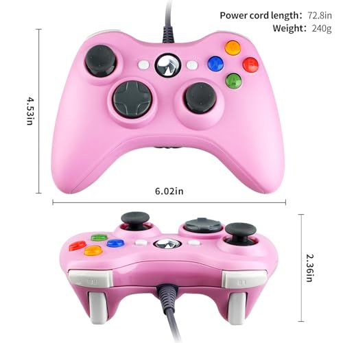 OSTENT Wired USB Controller Gamepad Joystick for Microsoft Xbox 360 Console Windows PC Laptop Computer Video Game Color Pink - color: Pink