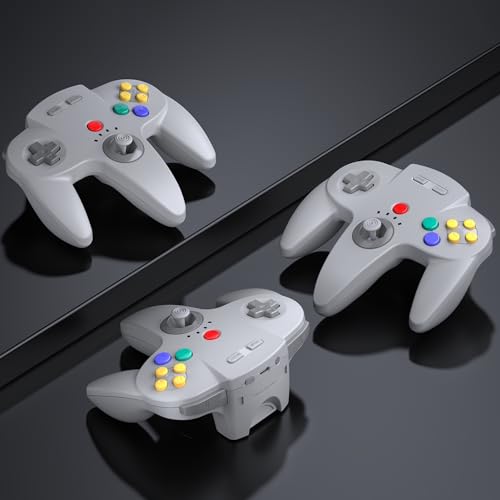 2 Pack Wireless N64 Controller Made for Switch 1 & 2, N64 Console, Gray | (Built-in Vibration) (Rechargeable) (3D Analog Stick), 2.4 GHz USB & N64 Receiver Made for Switch Online, Windows PC, macOS - color: Gray