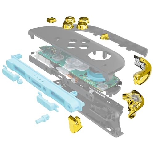 eXtremeRate DIY Replacement Full Set Buttons for Joycon 2, Custom ABXY Direction Keys Dpad + - C Home Capture Release L R ZR ZL Trigger Buttons for Nintendo Switch 2 Controller - Chrome Gold - color: Chrome Gold