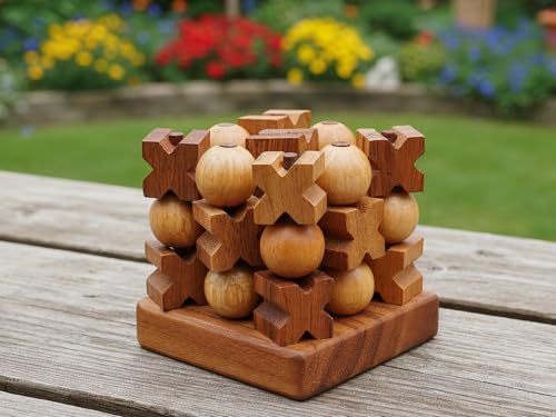 BSIRI 3D Wooden Tic Tac Toe Rustic Coffee Table Decor Unique Gifts for Special Occasions Fun for Adults in Strategic Game Night Family Games - style: 3D Tic Tac Toe