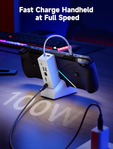 JSAUX Docking Station for ROG Xbox Ally X (2025)/ROG Ally X/ROG Ally/Steam Deck/Legion Go, 6-in-1 Dock with HDMI 4K@120Hz, Gigabit Ethernet, USB A & USB C 3.2 Gen 1, 100W Charging - HB0609 White - color: White