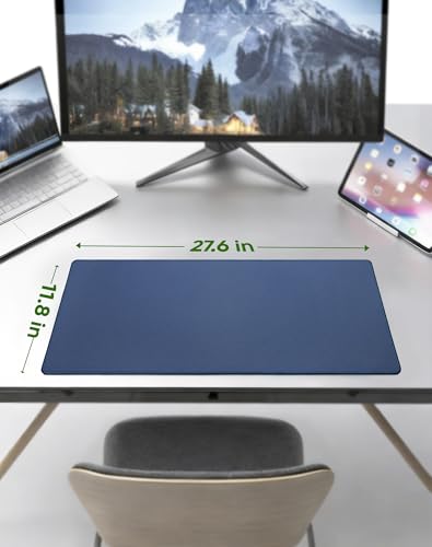 ALOANES Non-Slip Extended Mouse Pad Office&Home Desk Mat Stitched Edge | Dark Blue Waterproof Jacquard Mousepad for Keyboard, Computer Game 27.6"x11.8"x0.12" - color: Dark Blue, size: 27.6L x 11.8W inches