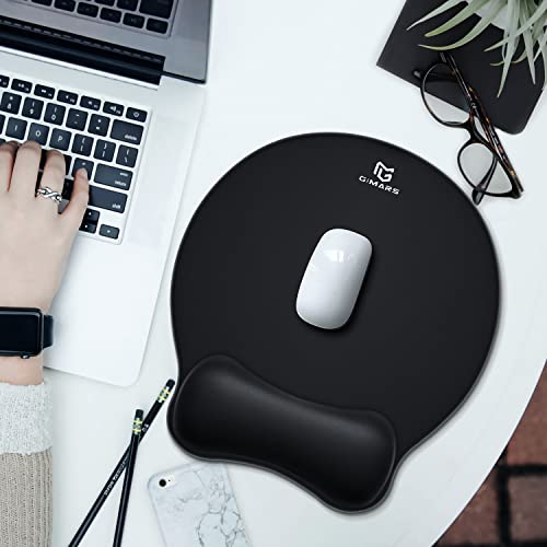 Gimars Upgrade Round Mouse Pad with Wrist Rest, Enlarge Smooth Superfine Fibre Memory Foam Ergonomic Comfortable Gaming Mousepad with Nonslip Base for Pain Relief, Laptop Computer Office, 10.8 x 9.7'' - color: Black-round