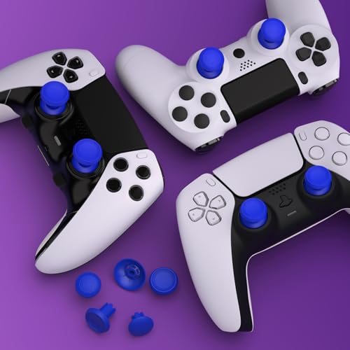 eXtremeRate ThumbsGear V3 Interchangeable Ergonomic Thumbsticks for PS5 Controller, Replacement Analog Thumb Sticks for PS4 Controller - 4 Height Adjustable Convex & Concave Grip Joysticks - Blue - color: Blue