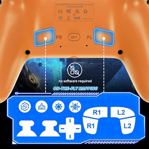 Dinosoo RGB Wireless Controller for P-5 PC, Bluetooth Turbo, Macro, Dynamic Vibration, 6-Axis Motion Control, 3.5mm Audio Jack, Speaker - color: Orange