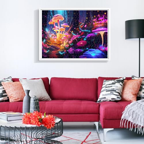 500 Pieces Puzzles for Adult Jigsaw Puzzle Mushrooms Puzzle for Adult Elderly Difficult Puzzle Gift for Family Activity Games Home Decor Wall Art 20.5x15IN - style: Mushrooms
