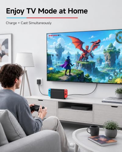 Dock Station for Switch/Switch OLED, Replacement 3-in-1 TV Dock Set with Original IC Module, AC Charger & High-Speed HDMI Cable for 1080P HD Output & Console Charging(Not Compatible with Switch 2)