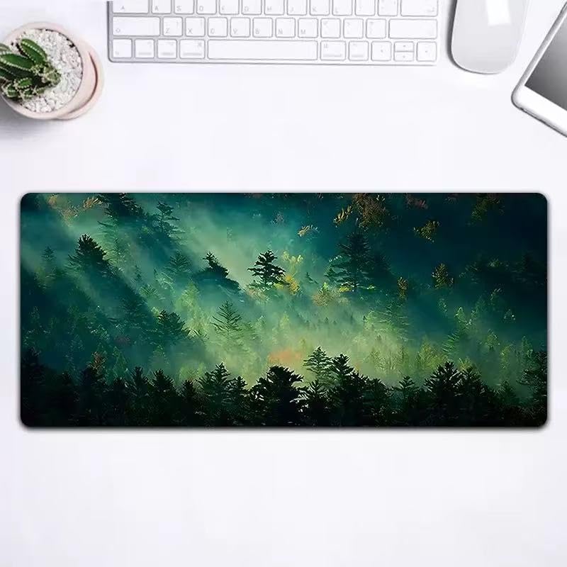 Gaming Mouse Pad Topographic Map Long Mousepad Large 31.5 X 11.8 Inch Desk Mat with Non-Slip Base Stitched Edge Keyboard Mat for Office Desk Pad (Forest) - color: Forest