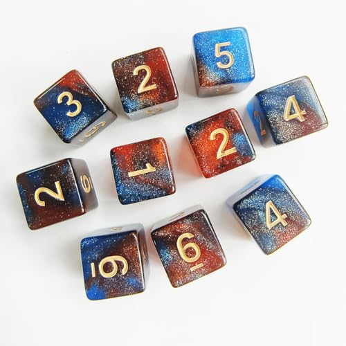 10 Pieces Polyhedral D6 Dice Set, 6 Sided Dice 16mm Square Edge Dice for RPG MTG DND Table Games (Dark Blue Orange) - color: Dark Blue Orange