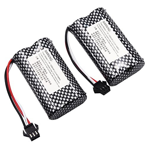 Blomiky 2 Pack 7.4V 1200mAh 8.88Wh Li-ion Rechargeable Battery with Black SM-3P Plug and Cable Replacment for Some Old Version RC Trucks / 1575 Battery 2