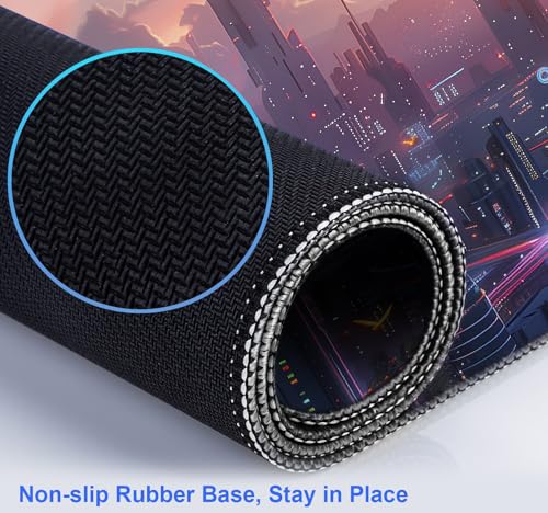 Digital Night Scene Office Art Desk Mat, Female Learning Computer Mouse Mat | Large Extended Mouse Pad; Full Desk Coverage; Waterproof Coating; Stable Anti-Slide Base For Gaming, Office, Study Daily Use - color: City Night Scene