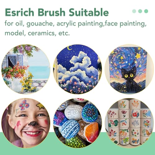 ESRICH Paint Brushes Set,24 Packs 240 Pcs Acrylic Paint Brush Set,Acrylic Oil Watercolor, Face Nail Art, Miniature Detailing,Rock Painting,Painting Artist Professional Kits(Green) - color: Green, size: 240