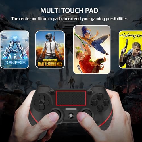 SZYUYU Wireless Controller for Ps4 Romote Compatible with Ps4/Slim/Pro/Windows PC, Controller for Ps4 with 3.5mm Audio Jack, Touch Pad,Six Axis Motion Control, Charging Cable(BLACK RED) - color: BLACK RED