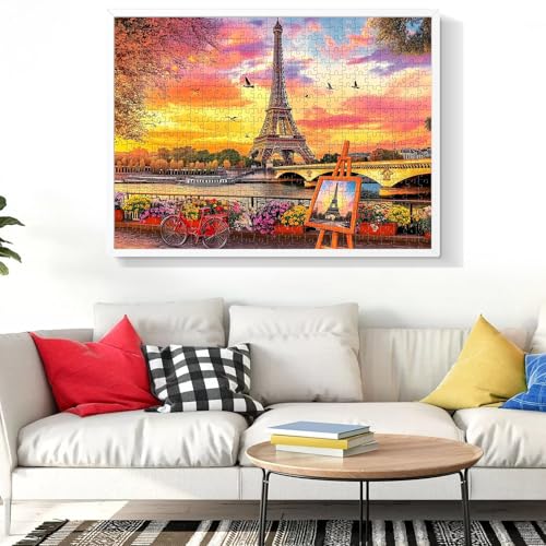 500 Piece Puzzles for Adults,Tower Jigsaw Puzzles 500 Pieces for Adults | Romance Sunset Puzzle Adult Jigsaw Puzzles Games Premium Cardboard Puzzle for Tabletop Family Activity Gift - style: Tower