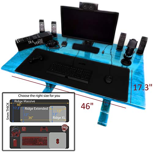 Gaming Mouse Pad (5mm) Massive 46 inch | 46x17.3x0.20 Extra Thick | Black | Stitched Edge, Large Washable Desk Mat - size: 46" Massive (5mm)