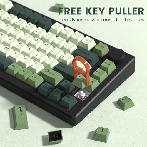 dagaladoo Double Shot PBT keycaps Green, Cherry Profile Keyboard Keycaps | 138-keys full size key caps, Custom keycaps for 60% 65% 75% 100% Cherry-MX switch Mechanical Keyboard(Matcha) - color: Matcha Green