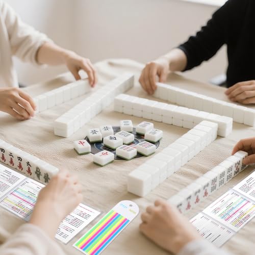 320 pcs Mahjong Card Line Finder Highlighter Tape, Mahjong Line Highlighter Stripe, Transparent Sticky Card Markers Tabs, Mahjong Game Rule Reader, Reusable & No Adhesive Residue (Solid color + Lines)