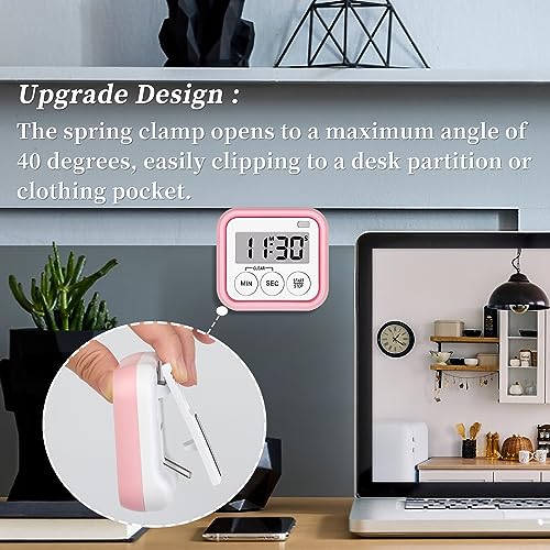 Timer, Kitchen Timers for Cooking Classroom Timer for Kids Teachers Magnetic Digital Timers 2 Pack, Pink - color: Pink
