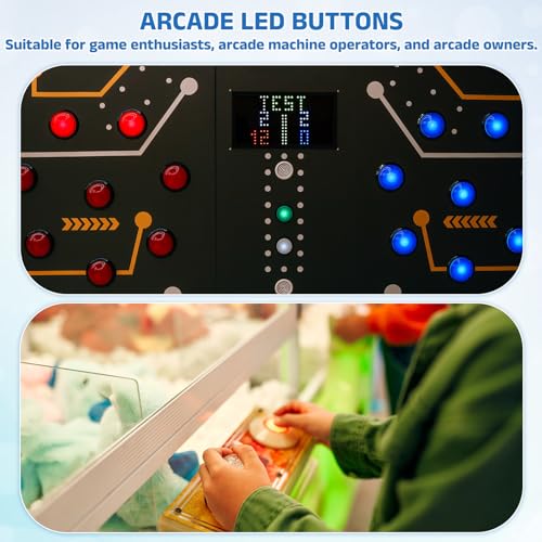 Nexarelle 2 Pcs Arcade LED Lights Push Button (30mm) - 5A 12/24V LED Illuminated Game Push Button for Arcade Machine/Fighting Stick/Video Gaming Controller, Red - color: Red