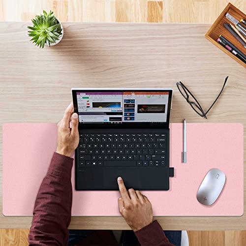 Aothia Double-Sided PU Leather Desk Pad - Non-Slip Large Mouse Pad & Desk Mat for Office, Home - Waterproof, Easy to Clean, Durable Dual-Sided Surface (23.6"x13.7", Pink) - color: Pink, size: 23.6" x 13.7"