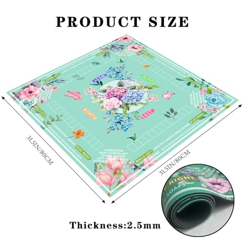 mahjong mat for table with Drawstring Bag/31.5Inch/american mahjong table cloth with rules mats,Noise Reduction Anti-Slip game mat for table,for Mahjong/Poker/Board Games/Card Games/Dominoes (blue) - color: Light Green