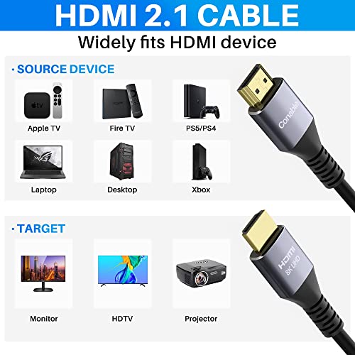 HDMI® Cable, Heavy-Duty 8K HDMI® Cable 25FT, 48Gbps Ultra HD Cord, Supports 8K@60Hz 4K@120Hz, eARC, HDR, HDCP 2.2 2.3, for Laptop, Monitor, Switch, PS5/PS4, Xbox, Dolby, Series X, UHD TV -25ft - size: 25FT, style: 1 Pack