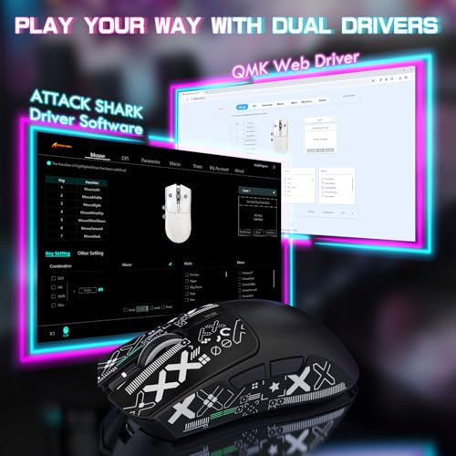 ATTACK SHARK X1 Ultralight Tri Mode Wireless 40000 DPI Gaming Mouse-Black | Magnetic RGB Charging Dock,Anti Slip Grip Tape,PixArt PAW3395 Pro Optical Sensor,BT/2.4Ghz/Wired,Driver for PC Win Mac Gamer - color: Black+Grip Tape