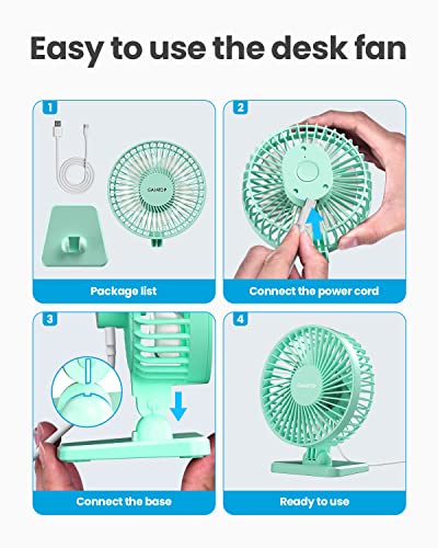 Gaiatop USB Desk Fan, Small But Powerful, Personal Portable Quiet 3 Speeds, Adjustable Mini Table Desktop fan for Cooling Home Office Car Summer Travel Gifts Green - color: Green
