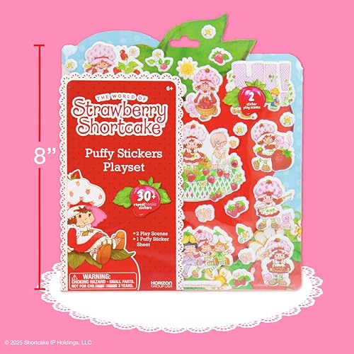 Strawberry Shortcake Puffy Sticker Playset, Cute Puffy Stickers & Double-Sided Play Scene, Sticker Books for Kids, Toddler Activity Book, Kids Activities, Reusable Sticker Book