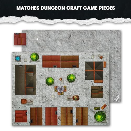 Dungeon Craft Realm's Edge Trio Bundle – Realm’s Edge Board Game & 2 Double-Sided Battlemaps (City Pack & Turned Earth Pack) – Wet/Dry Erase, D&D Compatible, 24"x33" 1" Grid, Adventure Set