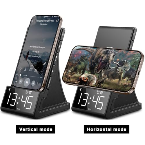 8-in-1 Wireless Charging Station with Bluetooth Speaker, Alarm Clock,FM Radio,Remote Control,Fast Charging Dock Compatible with iPhone 17/16/15/14, Samsung S25/S24,Android Phones