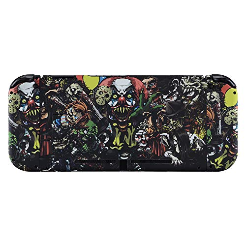 eXtremeRate DIY Replacement Shell Buttons for Nintendo Switch, Soft Touch Back Plate for Switch Console, Custom Housing Case with Full Set Buttons for Joycon Handheld Controller - Scary Party - color: Scary Party