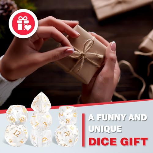 7-Piece Diamond Cut Dice Set D&D Set for Dungeons and Dragons, RPG, Tabletop Games, remium Gift Box & Durable Design - color: Ls-3