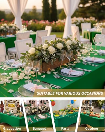Fixwal Green Stretch Table Cloth Rectangle 2 Pack 6Ft, Spandex Fitted Table Covers Washable for Party, Trade Show, Banquet, Wedding, Buffet - color: Green, size: 6 Ft