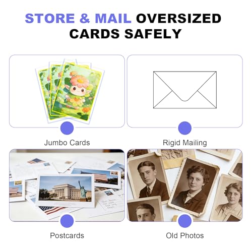 5x7 Toploader for Jumbo Cards - Perfect Fit for 5.4" x 7.5" Oversized Cards, Clear Rigid Hard Plastic Sleeves for Collectible Trading Cards, Photo Protectors -15 Pack - size: L: 5.4"x7.5"-15 Pcs