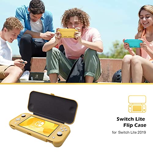 ProCase Flip Cover for Nintendo Switch Lite with 2 Pack Tempered Glass Screen Protectors, Slim Protective Case with Magnetically Detachable Front Cover for Nintendo Switch Lite 2019 -Yellow - color: Yellow
