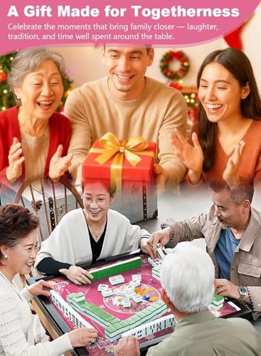 Crease-Free Mahjong Learning Mat 33.1" x 33.1", American Mah Jongg Mat with Rules, Quiet Non-Slip Large Mahjong Table Cover, Floral Gaming Mats for Mahjong, Poker, Dominoes & Board Games (Rose Pink) - color: Rose Pink