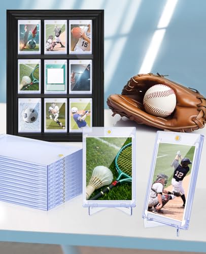 25ct Magnetic Card Holders: 35 pt Magnetic Cards Case for Trading Cards, U-V Protection Hard Plastic Card Protectors for Sports, Baseball, Game, Standard Display - size: 25 Pack