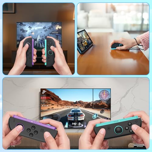 Ncanoi Controller Compatible with Nintendo Switch 2 Controllers, Wireless Replacement Controller for Switch 2, Support Rumble/Motion Controls/Mouse Mode/Gamechat - color: Purple Green