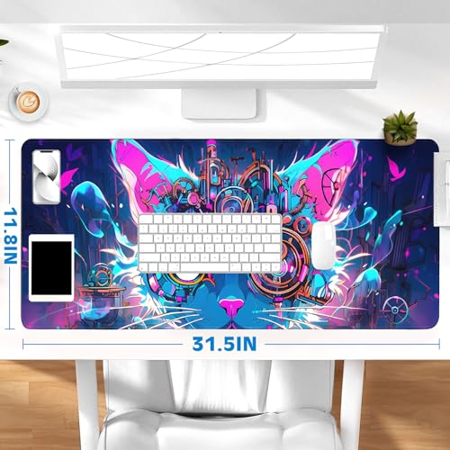 Gaming Mouse Pad, Desk Mat for Keyboard and Mouse, Large Mouse Pad for Desk, Computer Mousepad - color: Cool Cat Head 2