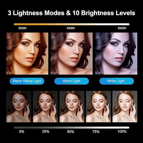 6" Ring Light with Stand & 10 Brightness Level,Selfie Light for Remote Meeting, YouTube, Selfie, Makeup, Live Streaming,Business Video Call