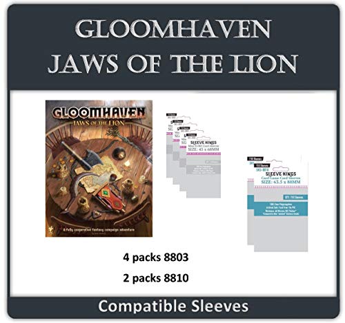Sleeve Kings Gloomhaven: Jaws of the Lion Compatible Card Sleeves Bundle – 6 Packs, 660 Count, 45 x 68 and 63.5 x 88 mm, Extra Clear 60 Micron Polypropylene, Acid-Free, PVC-Free - style: Gloomhaven: Jaws of the Lion (8803 x 4 + 8810 x 2)
